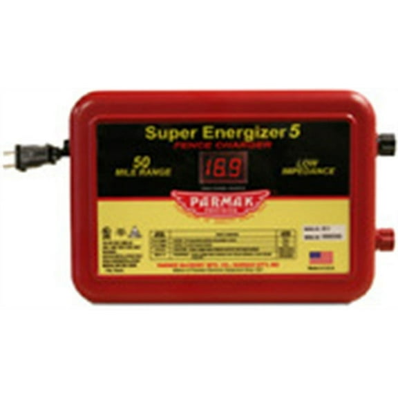 Parmak Super Energizer 5 Electric Fence Charger, 50-Mile Range, Red