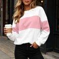 thumbnail image 6 of BXJX Womens Sweatshirts, Pullover Crew Neck Long Sleeve Color Block Daily Wear Tops Pink Size L, 6 of 9