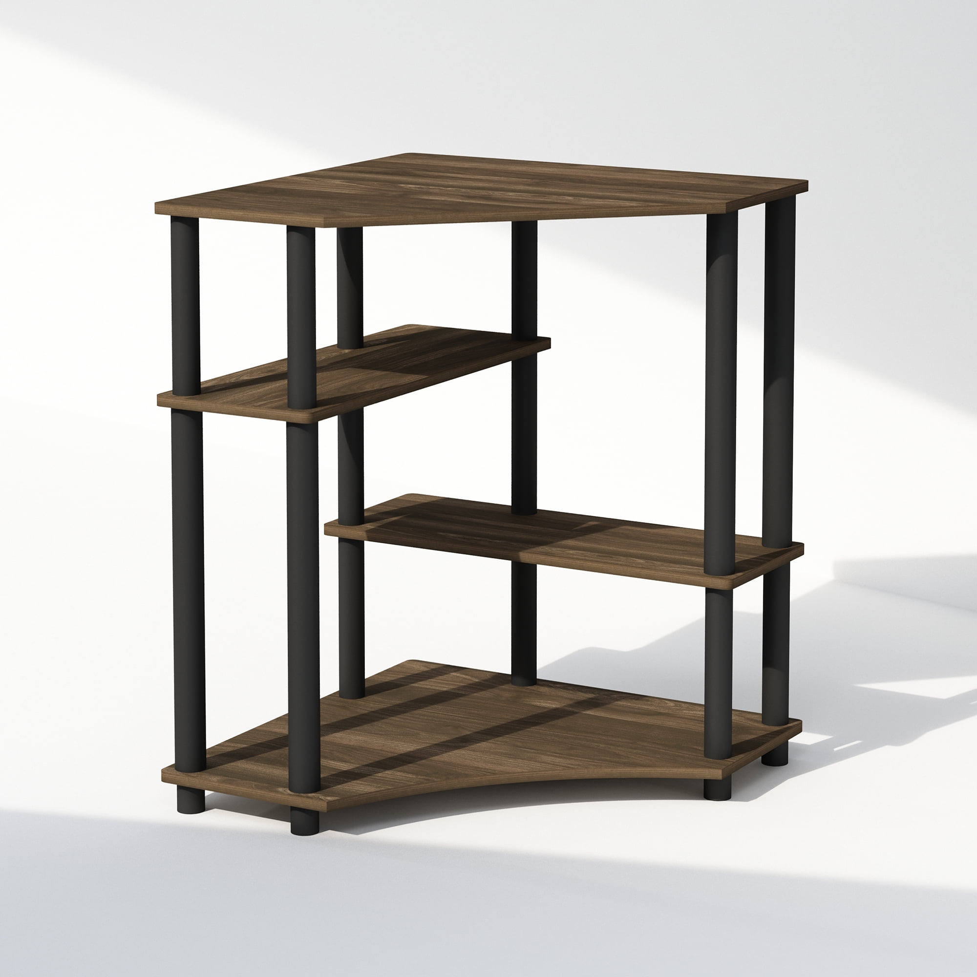 Furinno Turn-N-Tube Adult Corner Bookcase, Multipurpose Shelf, Display Rack, Columbia Walnut/Black
