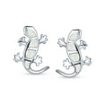 thumbnail image 2 of Bling Jewelry Womens Iridescent Opal Inlay Gecko Lizard Stud Earrings Sterling Silver Birthstone, 2 of 4