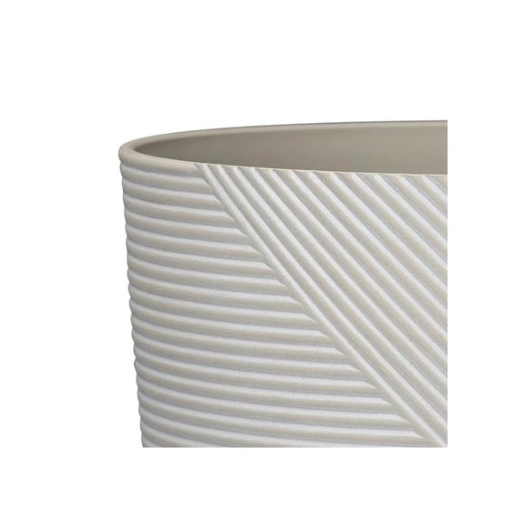 White Resin Round Planter 15 Inch Outdoor Indoor Garden Pot with Drainage Holes