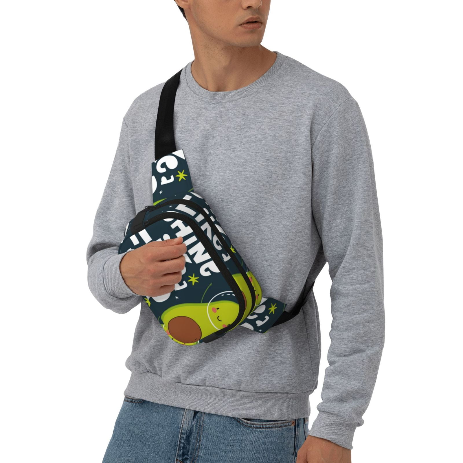 Picia Avocado in Space1 Print Square Double-Layer Waist Bag Mini Adjustable Waist Belt Bag Exercise Running Travel Hiking