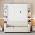 thumbnail image 3 of Harper & Bright Designs Queen Murphy Bed Wall Bed with Sofa, Queen Size Cabinet Bed Folding Wall Bed with Bookshelf and Shelves for Guest Room Office, White, 3 of 15