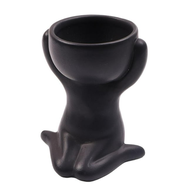 Jarrón De cerámica Sunnimix para Plantas Suculentas Negro 6x6x9.5cm