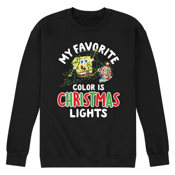 SpongeBob SquarePants - My Favorite Color Is Christmas Lights - Men's Crew Neck Fleece Pullover