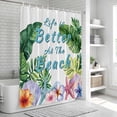 thumbnail image 6 of Summer Coastal Bathroom Shower Curtains with 12 Hooks Polyester Waterproof Shower Curtain for Stalls and Bathtubs Tropical Plants Starfish Seashells Flower Decorative Bathroom Curtain 72x84 Inches, 6 of 9