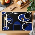 thumbnail image 2 of Black Blue Placemats Set of 6, White Circle Geometric Abstract Texture Placemats for Dining Table, Place Mats for Kitchen Tabletop, Waterproof Wipeable Dining Table Mats Set, 2 of 9