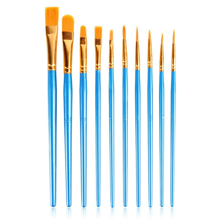 10 Pieces Paint Brushes Watercolor Brush Set Art Glass Paintbrushes  Beginners Accessories Professional Artists Supplies Blue 