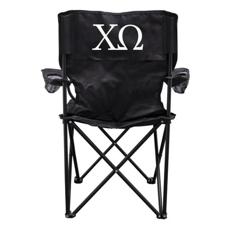 Chi Omega Block - Chi Omega Black Folding Camping Chair with Carry Bag
