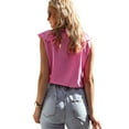 thumbnail image 3 of DYMADE Womens V Neck Lotus leaf Sleeveless Vest Top, 3 of 3