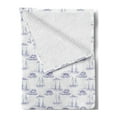 thumbnail image 2 of Marine Soft Flannel Fleece Blanket, Continuous Pattern with Ships and Waves Maritime Nautical Outline Drawn Image, Cozy Plush for Indoor and Outdoor Use, 50" x 60", Indigo and White, by Ambesonne, 2 of 5