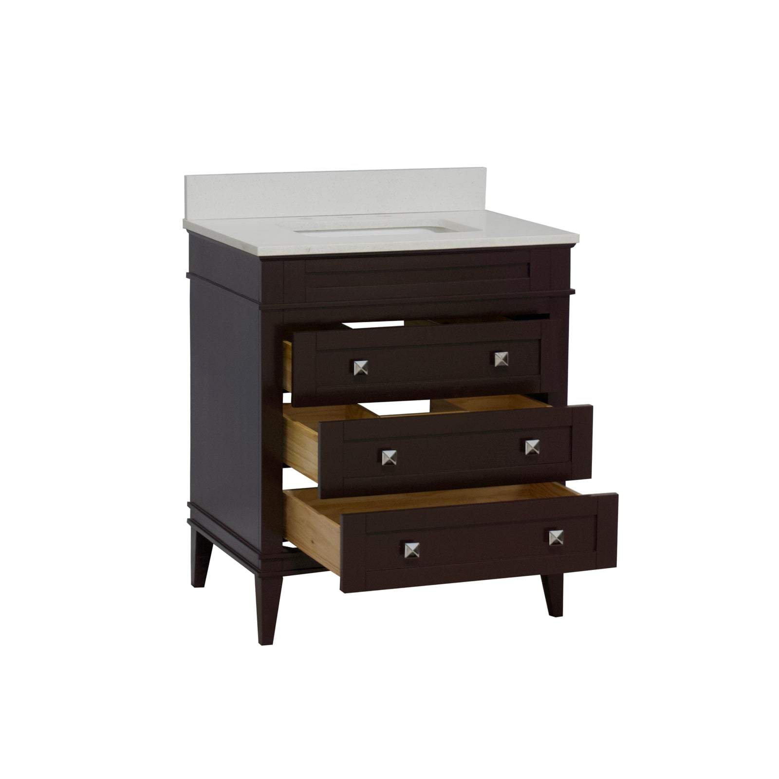 Eleanor 30" Bathroom Vanity with Chocolate Cabinet and Quartz Top