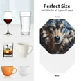 thumbnail image 4 of KLL Drink Coasters Set Octagon of 4,PU Leather Absorbent Coasters Set Decorative Coffee Cup Coasters Housewarming Gift for Home Decor-Vintage Blue Floral Wolf, 4 of 5
