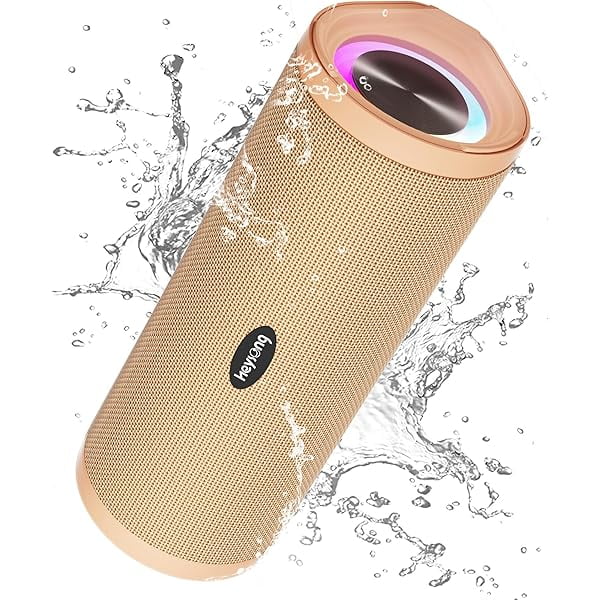 wonima11 Portable Bluetooth Speaker, Waterproof Wireless Shower Outdoor Speakers, IPX7 Floating, 5000mAh, TF Card, Good Bass, Loud Sound for Beach, Pool, Kayak Accessories, Gifts for Men-Apricot