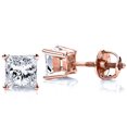 thumbnail image 5 of Women's Rose Gold Plated 925 Sterling Silver Cz Small Princess Cut Screw Back Earrings, 5 of 5