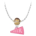 thumbnail image 1 of Delight Jewelry Acrylic 3/4" Hot Pink Cheer Megaphone Mia Monkey Charm Necklace, 1 of 4