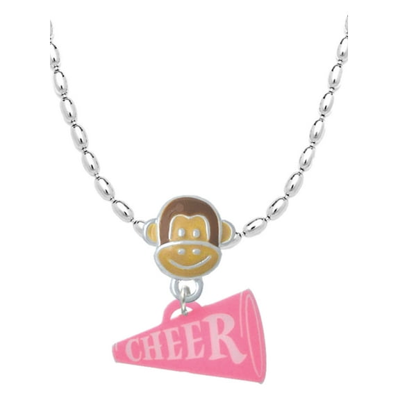 Delight Jewelry Acrylic 3/4" Hot Pink Cheer Megaphone Mia Monkey Charm Necklace