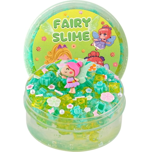shiyou-Fairy Green & Yellow Block Bead Slime, Good Stretchy & Non-Sticky Crunchy Slime, Slimes Party Favors for Kids, Slimes Sensory Toys, Girls Gifts & Boys Gifts for Birthday Easter Hallowmas Chris