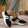thumbnail image 4 of Rokment Women's Vintage Platform Chunky Low Top Fashion Sneakers Fall Winter Retro Casual Color Block Patchwork Height Increasing Skateboard Tennis Walking Shoes Comfortable Black Size 6, 4 of 6