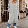 thumbnail image 6 of Kelon Women's Longline Zip Up Hoodie Sweatshirts, Oversized Fleece Cardigan Jacket, Casual Drawstring Hem Coat Tops, Comfy Soft Warm Outfits for Fall Winter, Daily, Travel & Lounge, S, 6 of 8