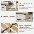 thumbnail image 7 of OKD Farmhouse King Size Bed Frame w/ 54" Tall Geometric Headboard, Rustic Wood Platform Bed w/ 2 Large Storage Drawers, Wood Slats Support, Noise Free, No Box Spring Needed, Antique White, 7 of 7