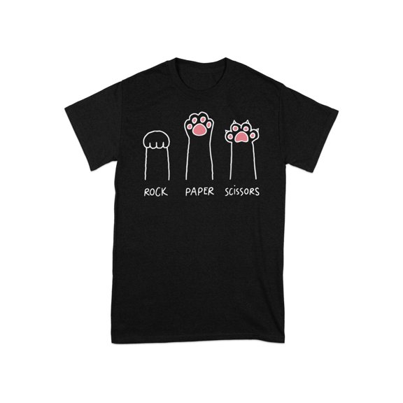 Funny Cat Rock Paper Scissors T-Shirt, Cat Lover Gift, Cute Animal Paw Shirt, Humorous Pet Shirt, Casual Graphic Tee, Unisex Shirt