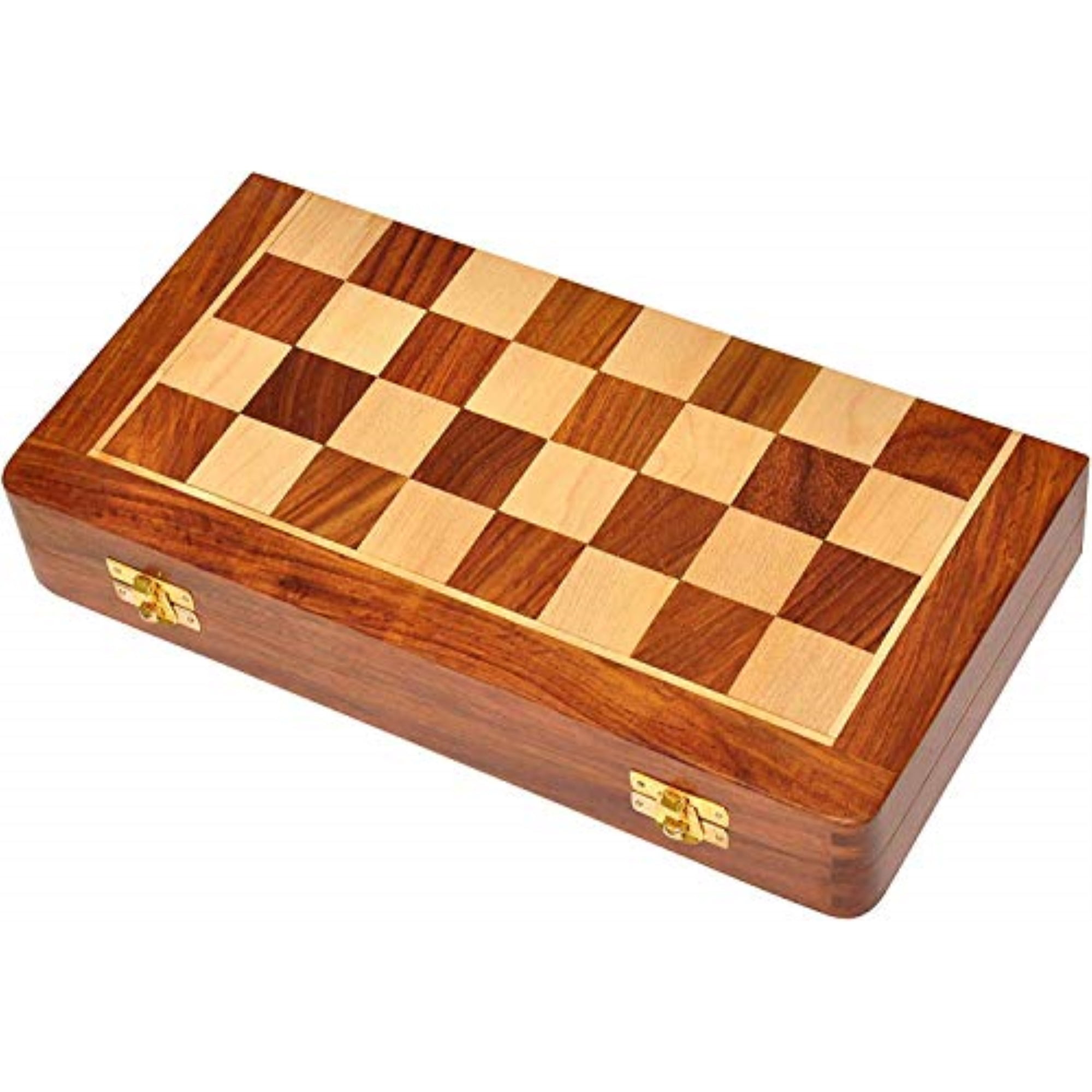 12in Vintage Wooden Chess Set Magnetic Pieces Wood Board Folding Game Chessboard 