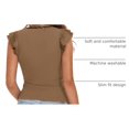 thumbnail image 4 of Remera PRETTYGARDEN Mujer Cuello en V con Volados Sin Mangas Ajustada Camel XXL, 4 of 9
