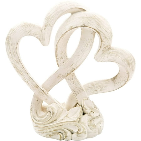 Fashioncraft Vintage Style Double Heart Design Cake Topper/Centerpiece, One Size, Cream
