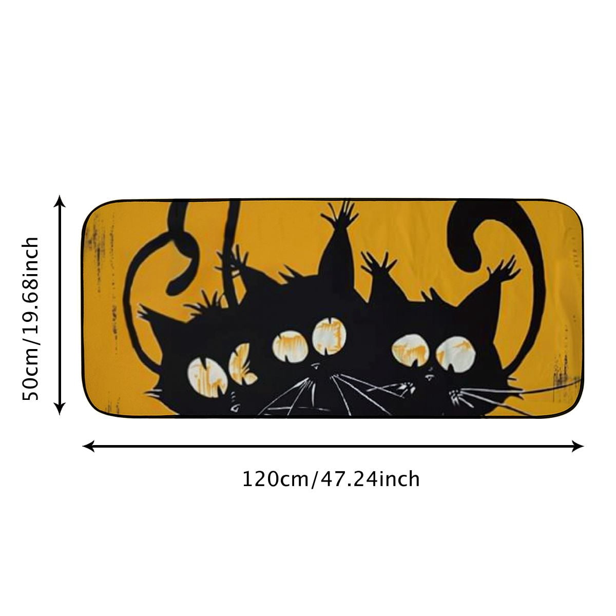 Qinduosi Door Mat, Black Cats Welcome Doormat Decorative Home Floor Mat,Non Slip Rubber Back and for Outdoor Indoor Entrance Decor 19.68*47.24 in