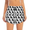 thumbnail image 2 of Gukieu Yin Yang Print Women's Sports Shorts with Drawstring Elastic Waistband for Running, Yoga, Fitness-Large, 2 of 7