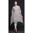 thumbnail image 4 of Bimba Kurti Asymétrique Blanche à Imprimé Floral de Bourgeons de Magnolia pour Femmes, Robe Tunique d'Été Indienne, XX-Grand, 4 of 6