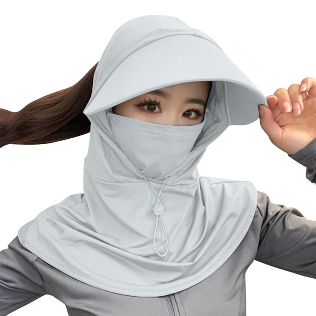 Windproof Hat Windproof Face Mask Casual and Fashionable Solid Color Ice Silk Sunscreen Mask and Hat for Head, Face, and Neck Protection