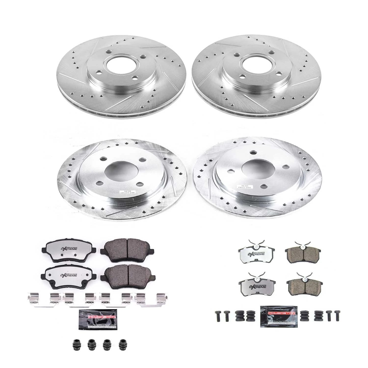 PowerStop Front and Rear Z26 Street Warrior Carbon-Fiber Ceramic Brake Pad and Drilled and Slotted Rotor Kit Fits: FORD Select Models K7002-26