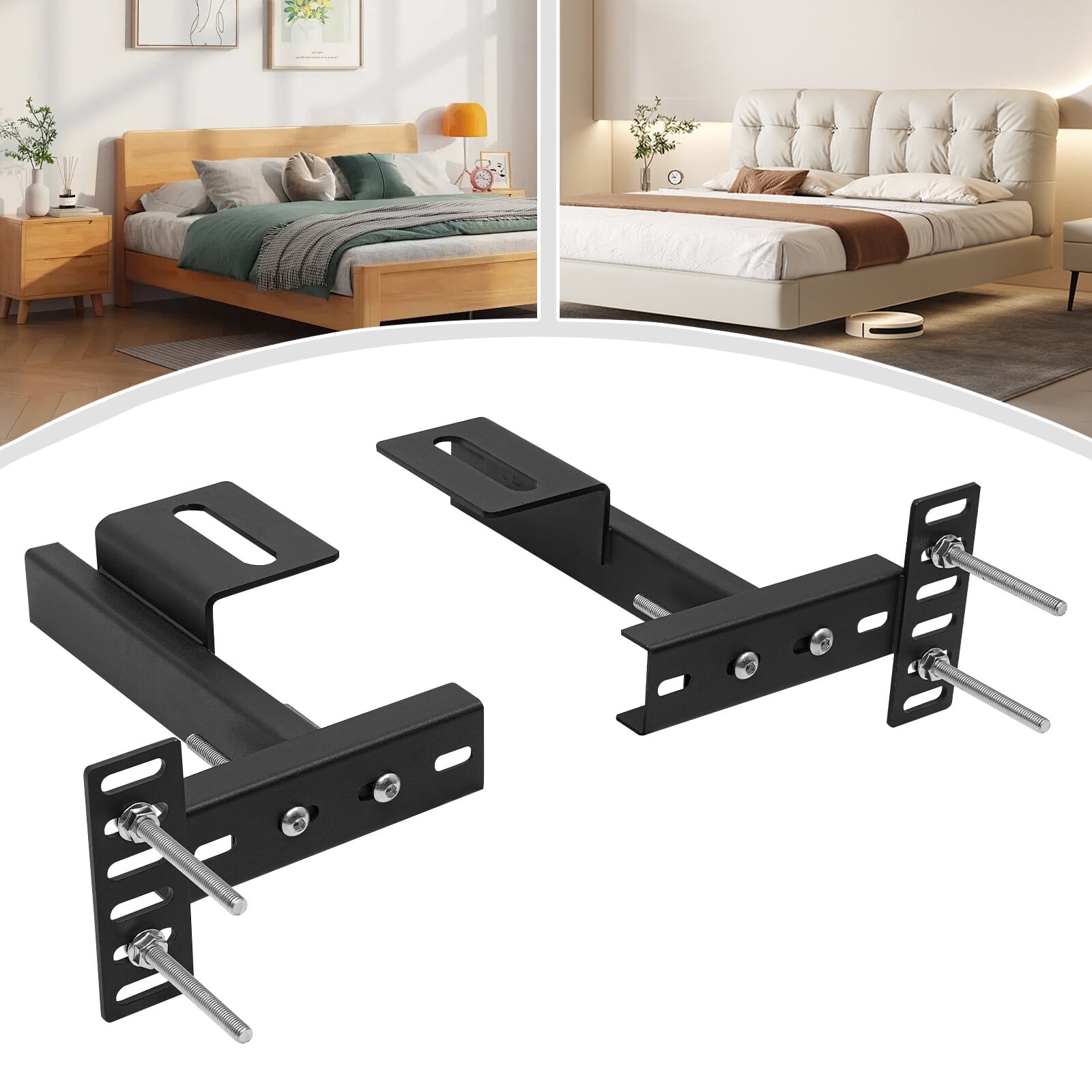 Adjustable T-shaped Headboard Brackets for Bed Frame - Fits King, Queen & More
