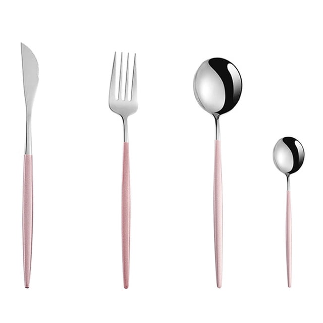 4 Pcs, Réutilisables pour Déjeuner Camping École Pique-Nique Lieu de Travail Voyage, Inclut Fourchette Cuillère Couteau