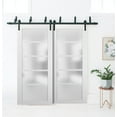 thumbnail image 4 of Lite Slab Barn Door Panel 24 x 80 | Quadro 4002 White Silk with Frosted Opaque Glass | Sturdy Finished Wooden Modern Doors | Pocket Closet Sliding, 4 of 6