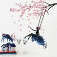 thumbnail image 2 of Bienvenido, calcomanía de pared con silueta de alce y niña en columpio de árbol con mariposas rosas, calcomanías decorativas extraíbles para pared, calcomanías de vinilo para pared para sala de estar, 2 of 6