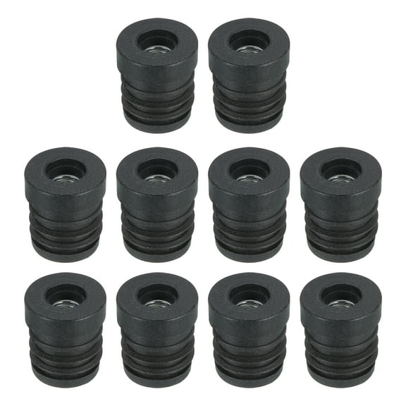 10Pcs Inserts for Round Tubes with M6 Thread, for 19mm/0.75" OD Round Tube, Round Black Plastic Plug Caster Insert Chair