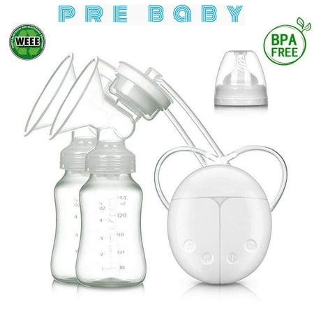 Double Breast Pumps Electric and Portable, Breast Pump Safe Milk Storage Bottle Dual Control Milk Suction and Breast Massager Breast Care with USB and Lid for Baby Breastfeeding by