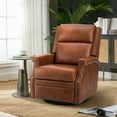 thumbnail image 5 of Genuine Leather Swivel Rocker Recliner Wingback Transitional Saddle, 5 of 8