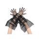thumbnail image 1 of Guantes de encaje extra largos para mujer Inspire Chic, con puños acampanados, de dedos completos, transparentes con lunares, talla única, lunares pequeños negros, 1 of 6
