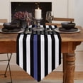 thumbnail image 2 of Chemin de Table en Coton et Lin Drapeau USA 4 Juillet Nappe de Cuisine Application de la Loi Ligne Bleue Fine Foulard de Commode pour Rassemblements Jour de l'Indépendance, Dîner, Fêtes, Cadeau 16"x72 Pouces, 2 of 6