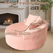 Ovios 58 Oversized Lounge Chair Round Cloud Deep Seat Accent Chair Plush Corduroy Boneless Sofa Chair for Living Room, Pink
