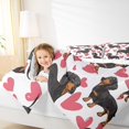 thumbnail image 4 of Manfei Cute Dachshund Queen Comforter Set,Pet Animal Bedding Sets,Pink Hearts Print Bedding Comforter Set For Girls Boys,Breathable Home Decor Reversible,3 Pieces, 4 of 8