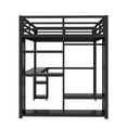 thumbnail image 2 of Queen Size Loft Bed Frame with Built-in Wardrobe, Metal Loft Bed with Desk and Storage Shelves, Black, 2 of 10
