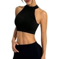 thumbnail image 1 of Sleeveless Crewneck Tank Top Ribbed Knitted Crop Tops for Women, 1 of 9