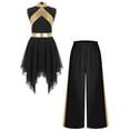 thumbnail image 6 of iiniim Girls Metallic Sleeveless Irregular Liturgical Praise Dance Dress with Wide Leg Pants Set Worship Dancewear Black 16, 6 of 7
