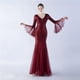 thumbnail image 4 of Vestido de noche con lentejuelas para cena de boda, escenario, malla encriptada, con borde ondulado de seda de pescado, 4 of 6