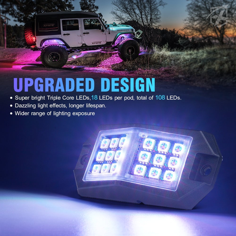 XPRITE Discovery Plus Series LED Exterior Decorative Lights fits Trucks, Multicolor, 8 Piece